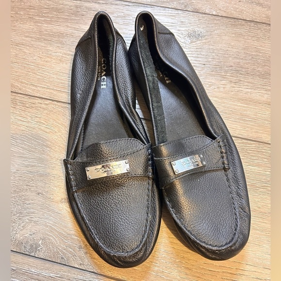 Coach Fredrica Loafers Pebble Grain Leather Black Womens 8 - Picture 1 of 6